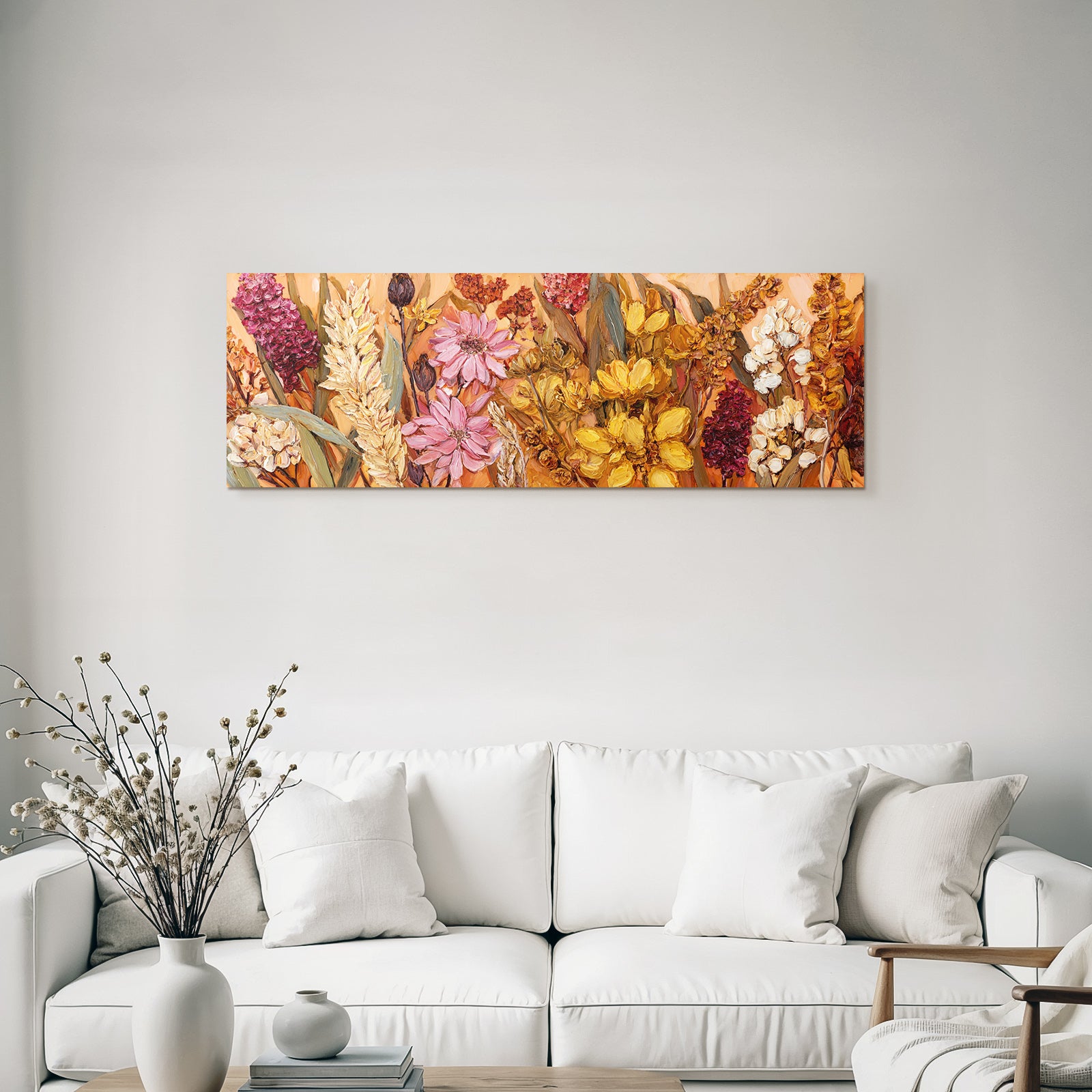 Trocken Retro Flowers Vibrante Anordnung Mit Textur In Warmen Farben