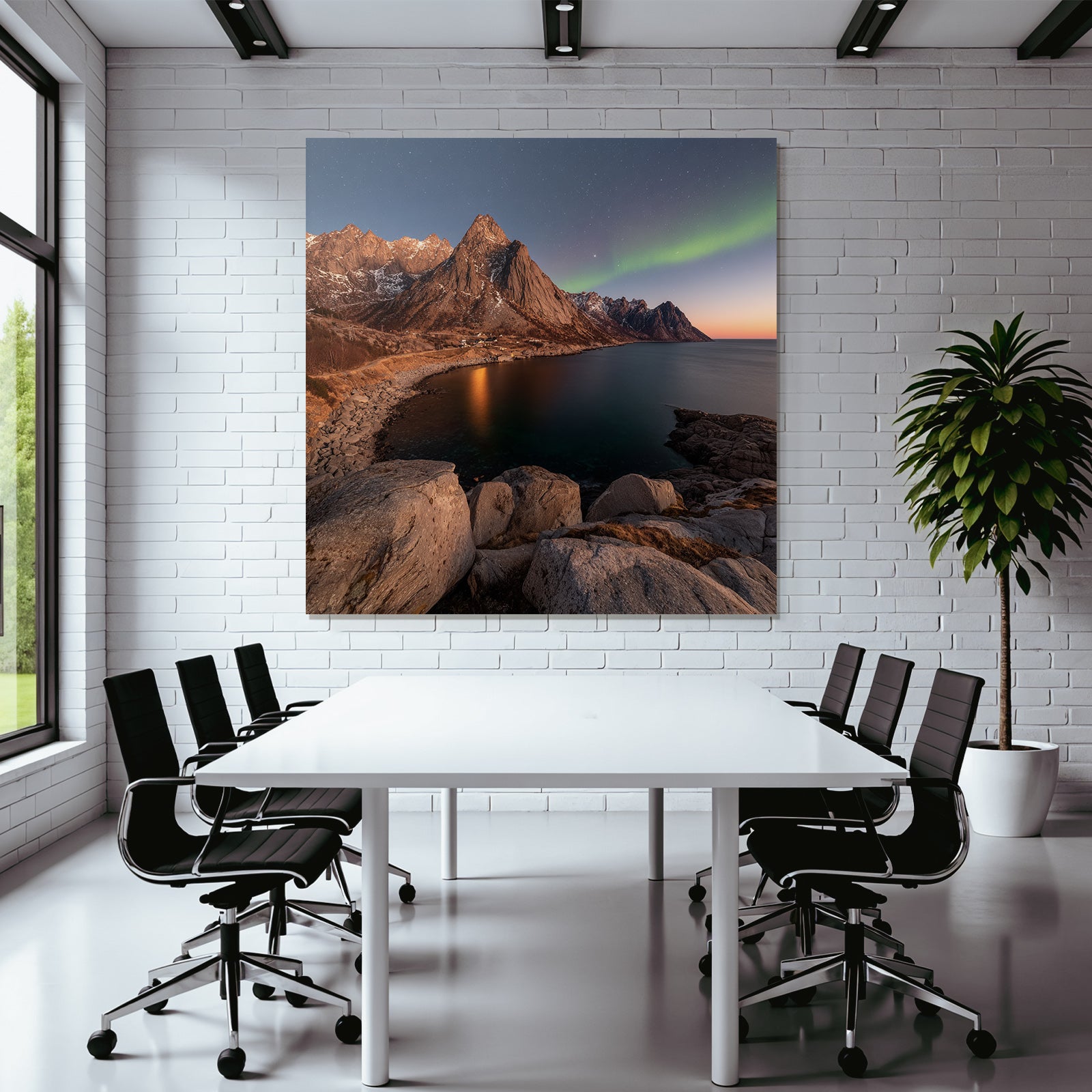 Polarlicht Coastal Mountains Northern Lights Tranquil Landscape | Fjorde und Gletscher | Landschaften
