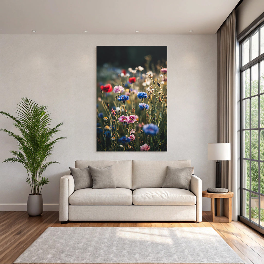 Frühlingswiese Mit Bunten Wilden Blüten