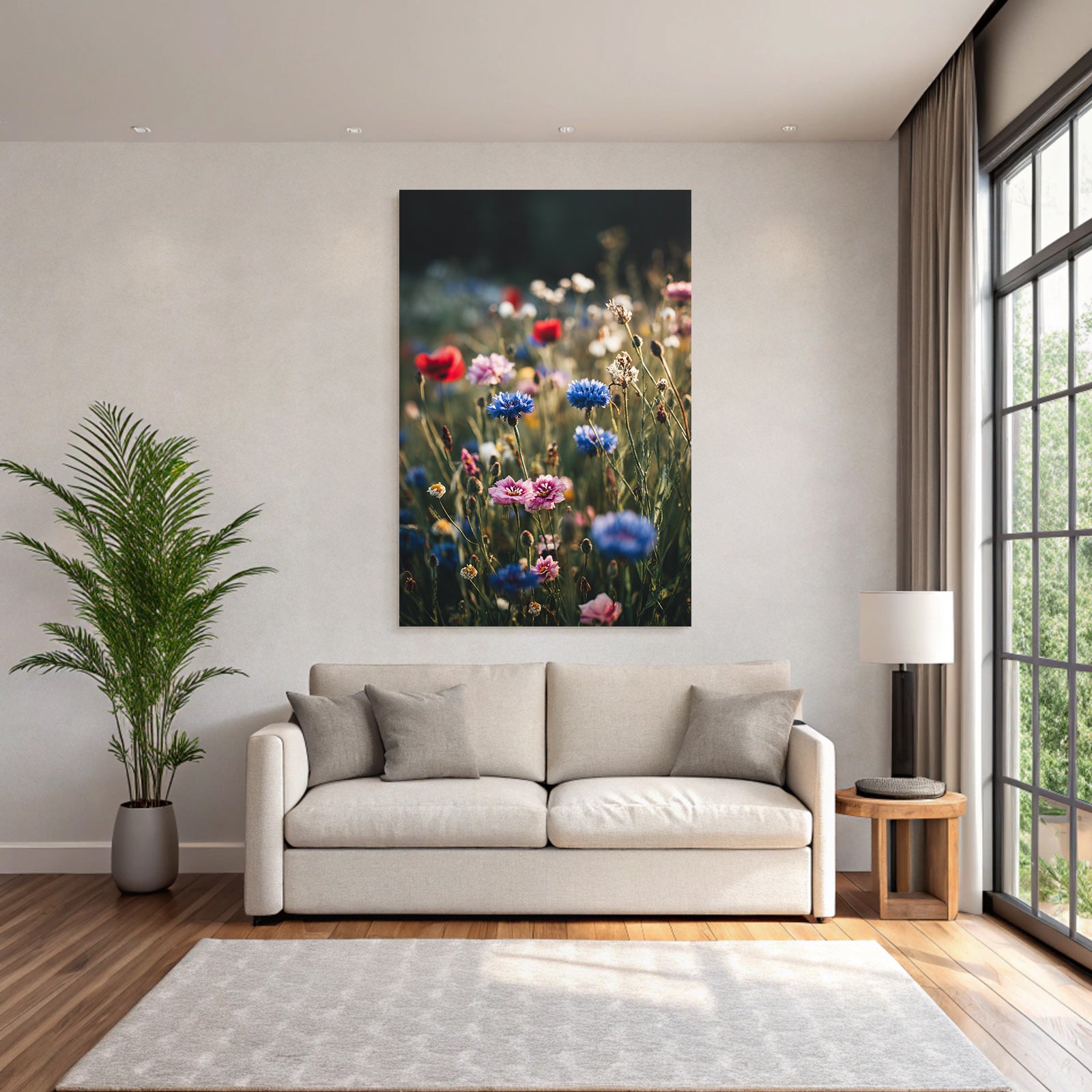 Frühlingswiese Mit Bunten Wilden Blüten