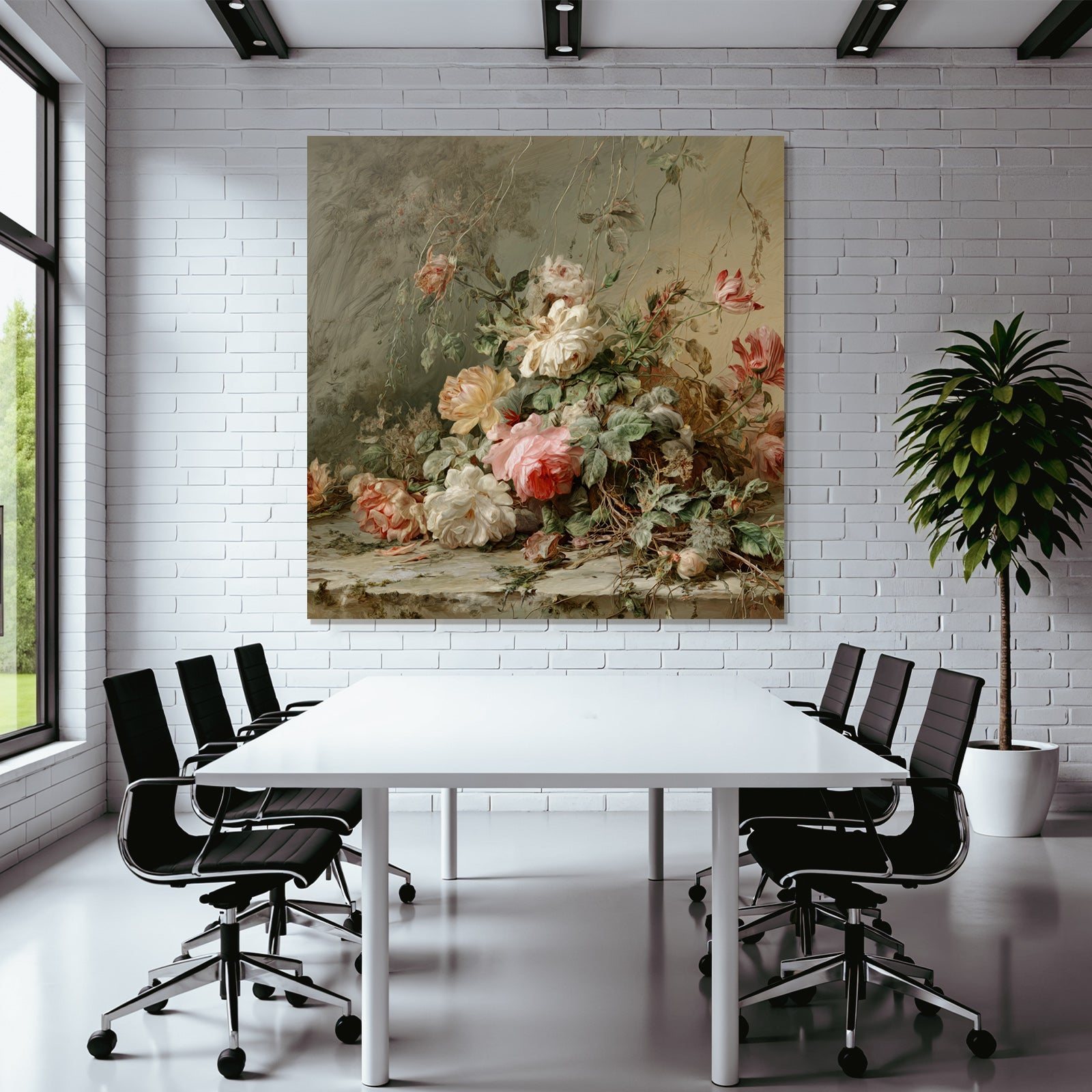 Klassisches Stilleben Mit Rosen Und Grunem Laub