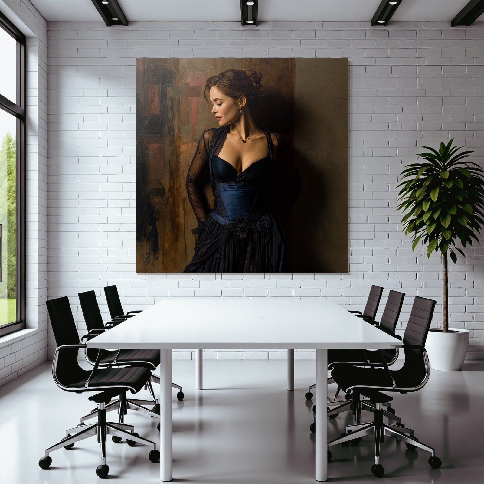 Frau In Blaüm Kleid Im Eleganten Setting | Aktkunst und Sinnlichkeit | Menschen und Emotionen