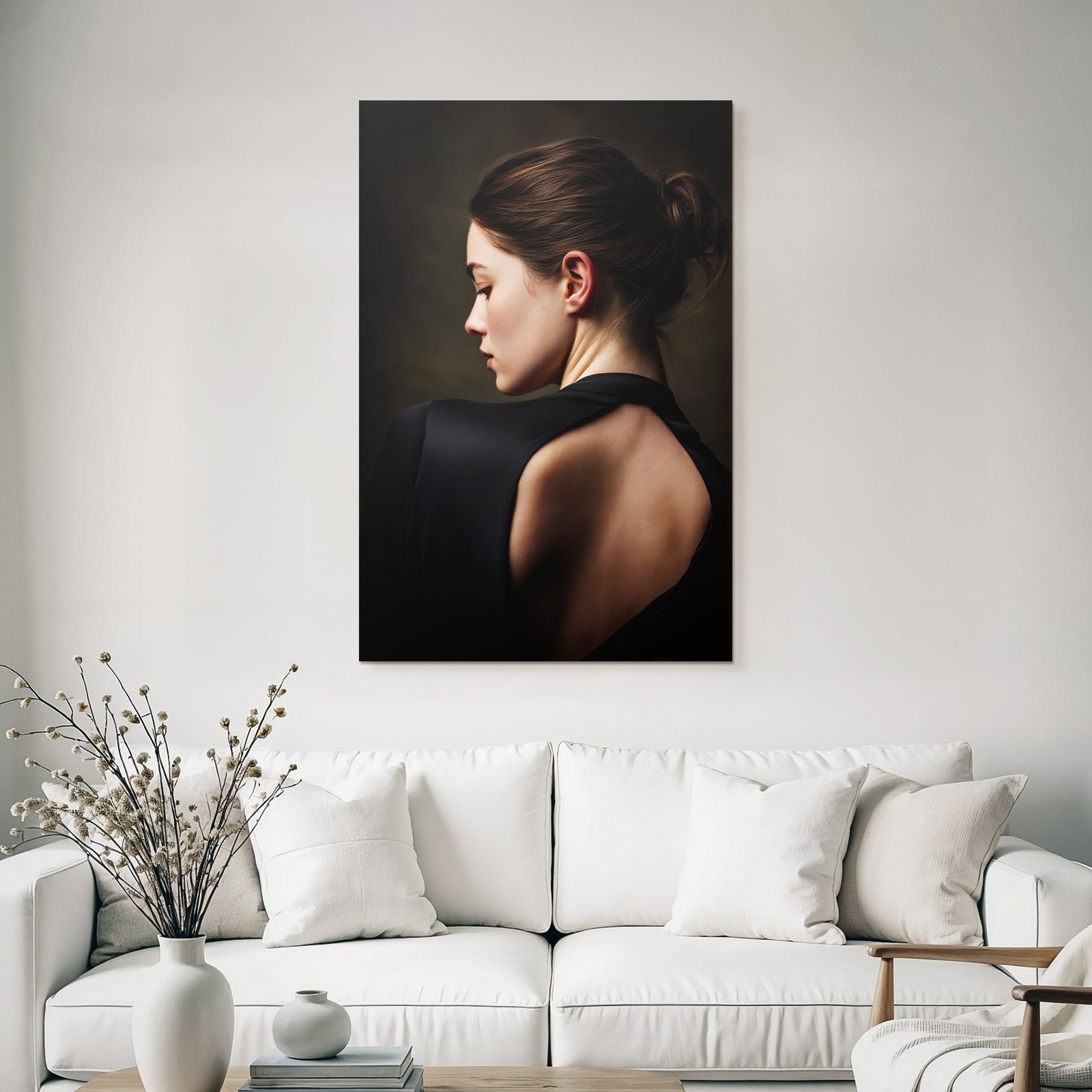 Elegante Porträt Von Hinten Introspektiv Schwarz Grazie | Aktkunst und Sinnlichkeit | Menschen und Emotionen