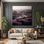Landschaft Mit Heideblumen Modernen Architektur Dawn Dusk | Duenen und Heide | Landschaften
