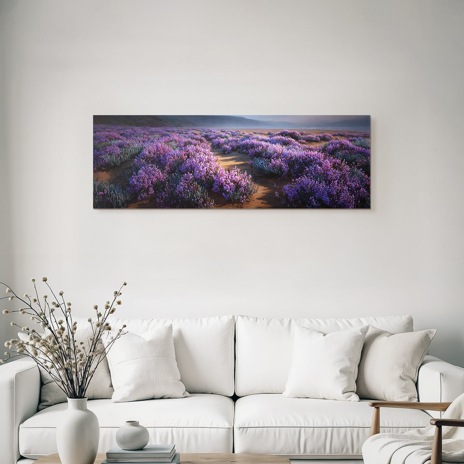 Blumenlandschaft Lila Blumen Wiese Meer Ruhige Umgebung | Duenen und Heide | Landschaften
