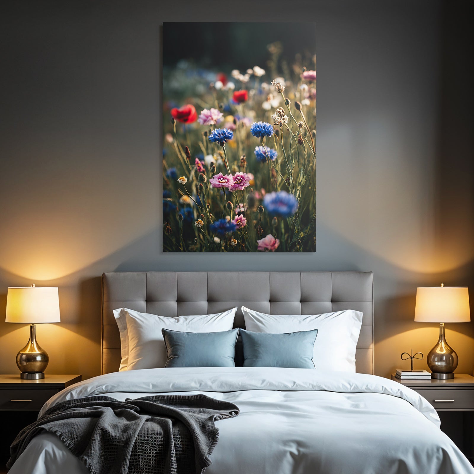 Frühlingswiese Mit Bunten Wilden Blüten