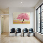 Frühlingslandschaft Mit Rosa Blühendem Baum Und Sanften Hügeln