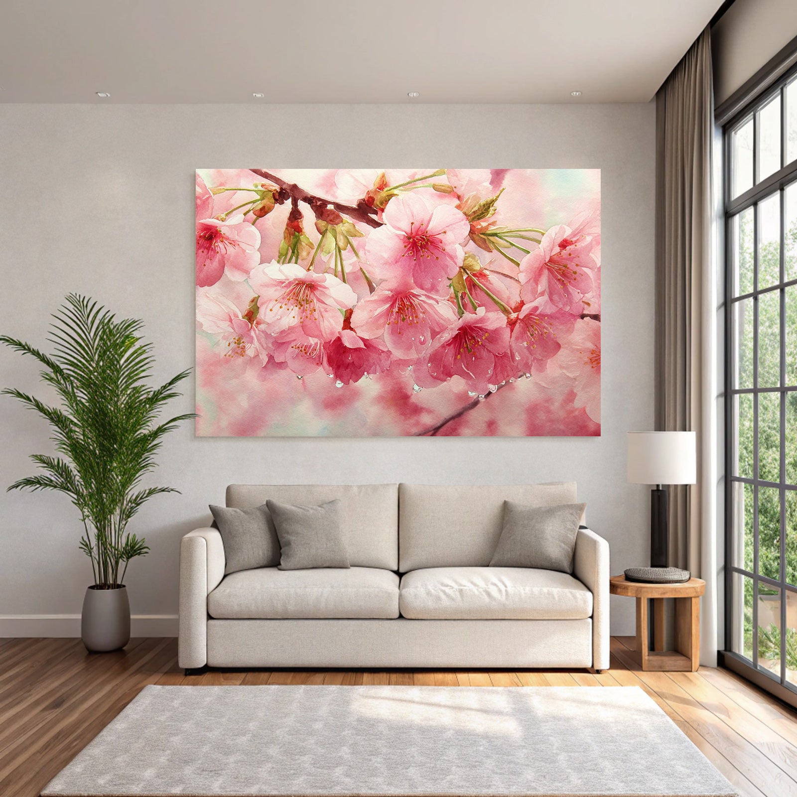 Aquarell Von Kirschblüten Im Frühling
