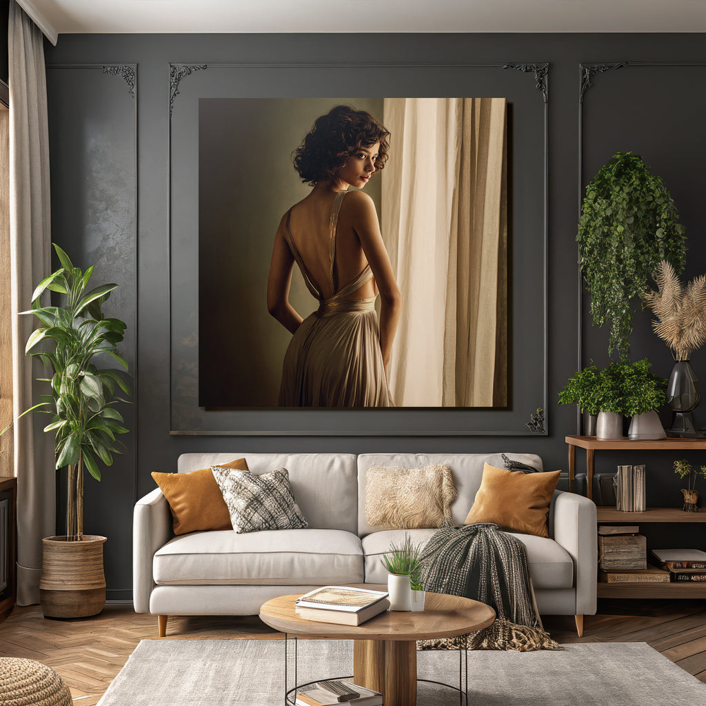 Elegantes Kleid Vor Dem Fenster Mit Weichem Licht Sophistizierte Porträtaufnahme | Aktkunst und Sinnlichkeit | Menschen und Emotionen