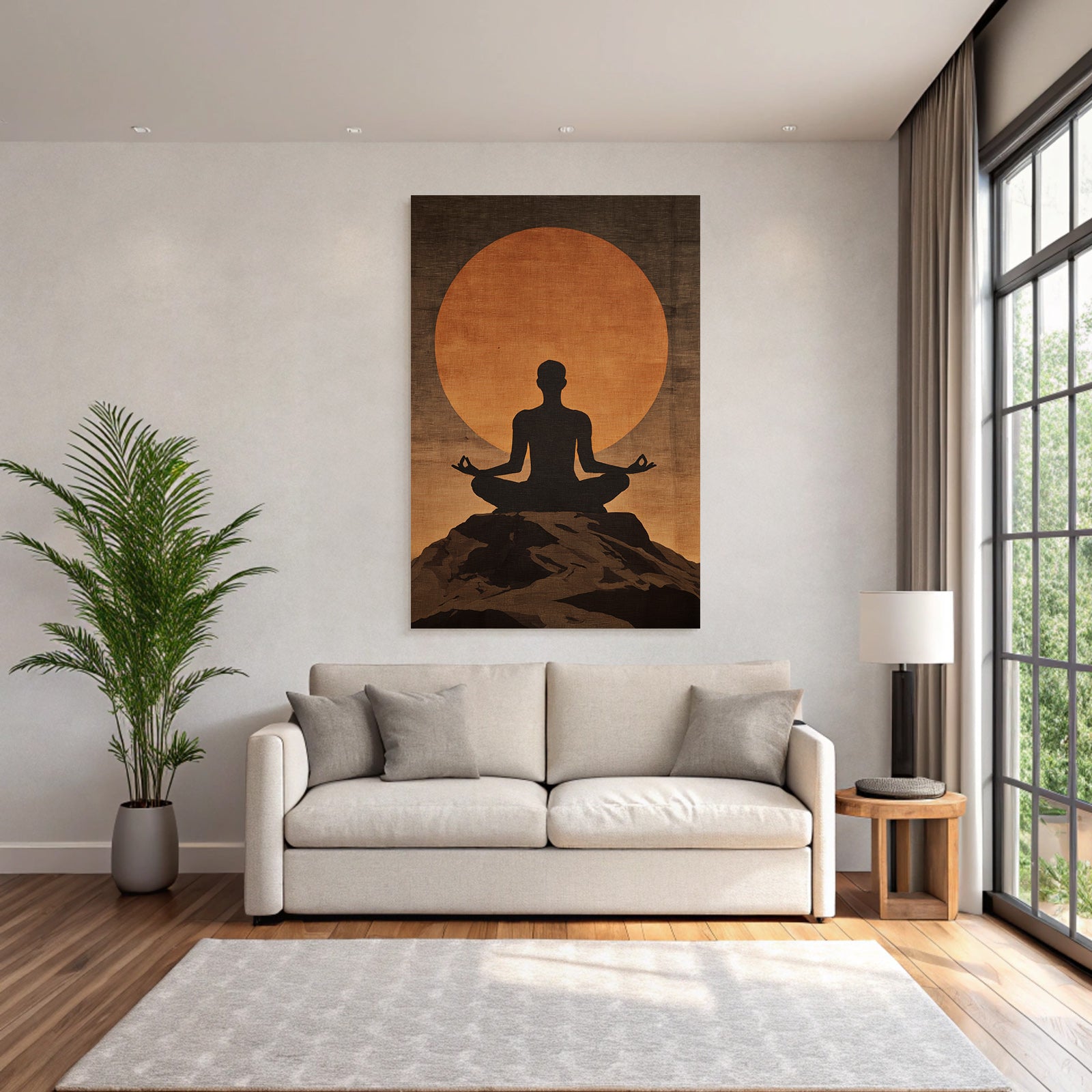 Yoga Meditation Meditierende Person Auf Einem Felsen Mit Sonne Im Hintergrund | Yoga und Meditation | Themen und Hobbys