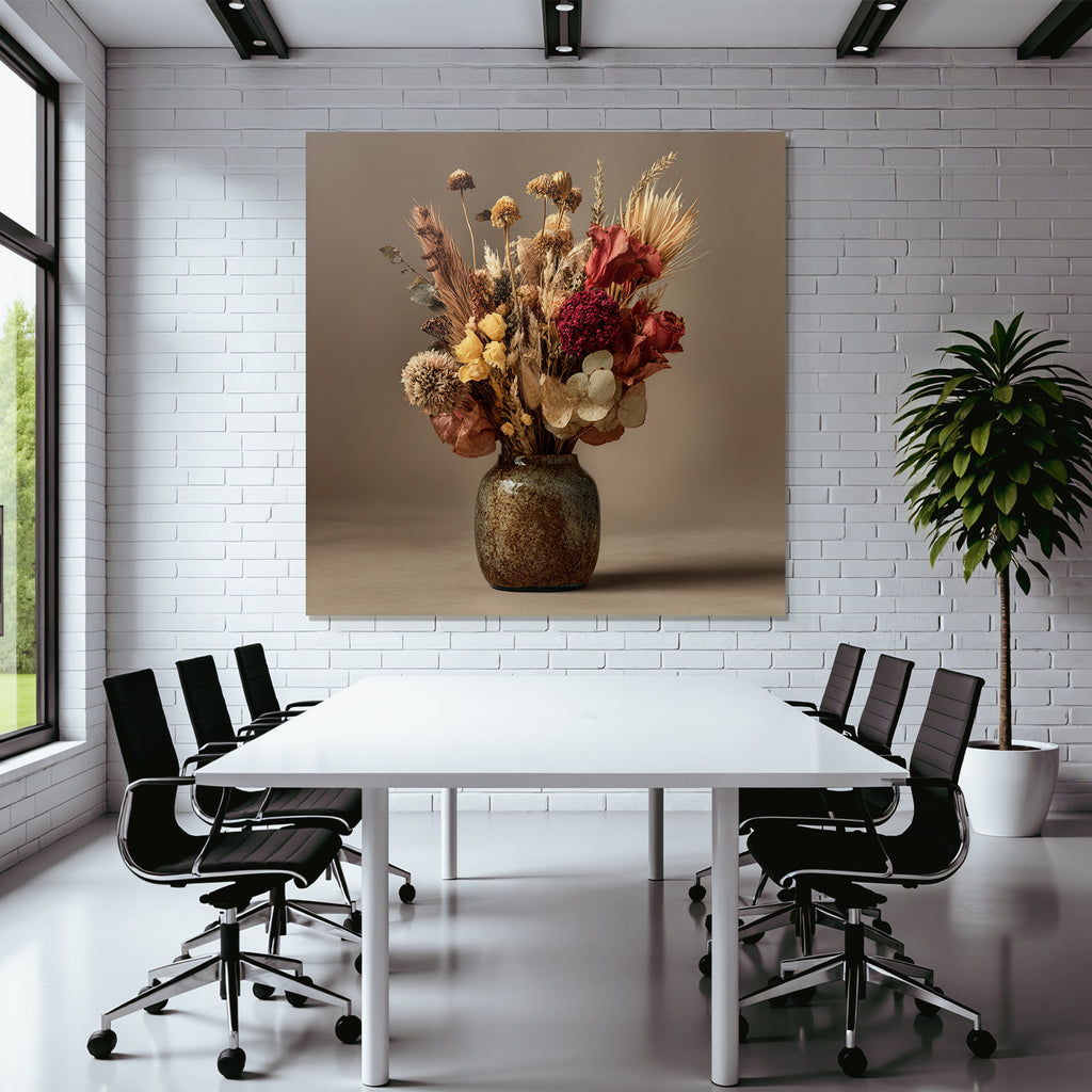 Trocken Retro Flowers Getrocknete In Vase Dekorative Anordnung Warme Farben