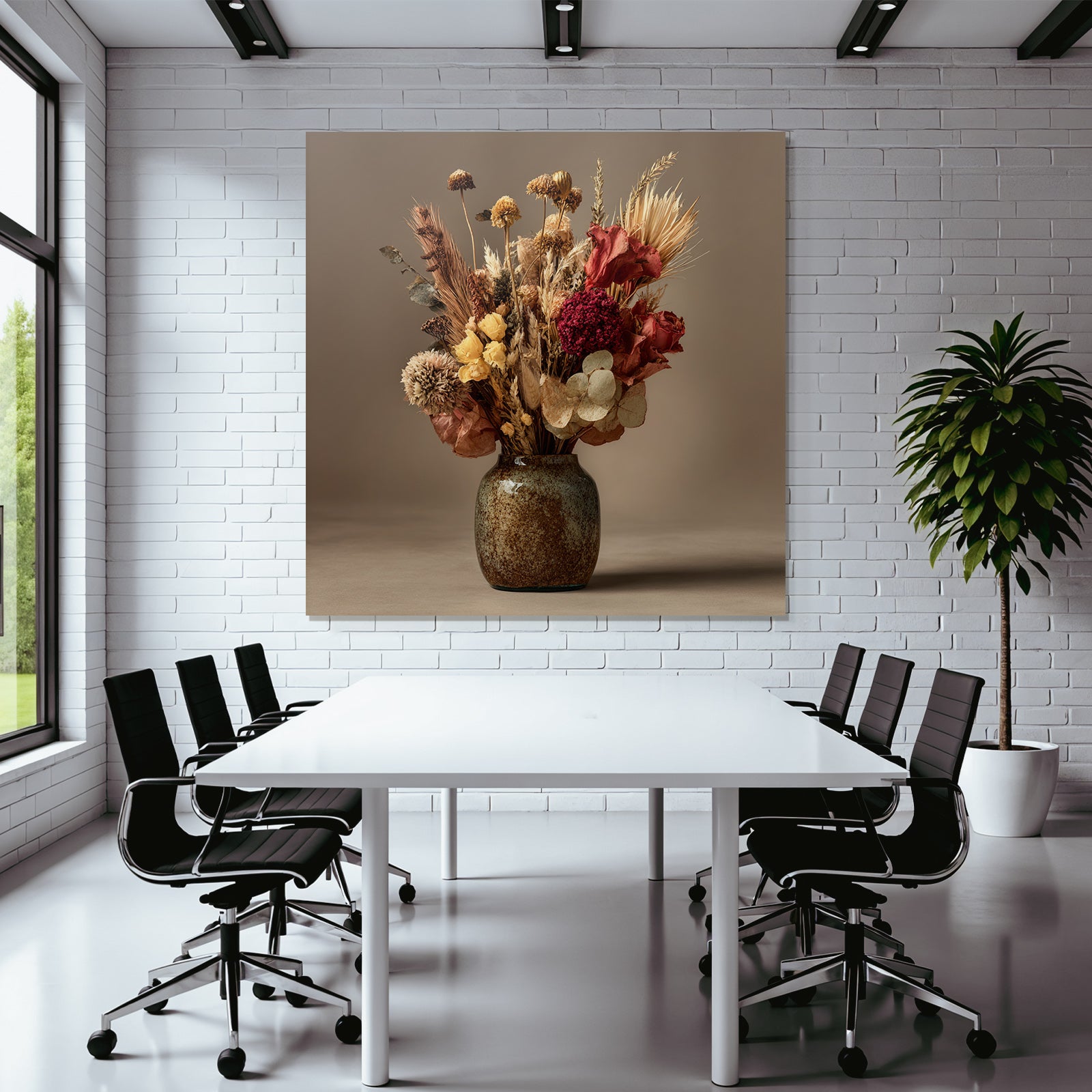 Trocken Retro Flowers Getrocknete In Vase Dekorative Anordnung Warme Farben