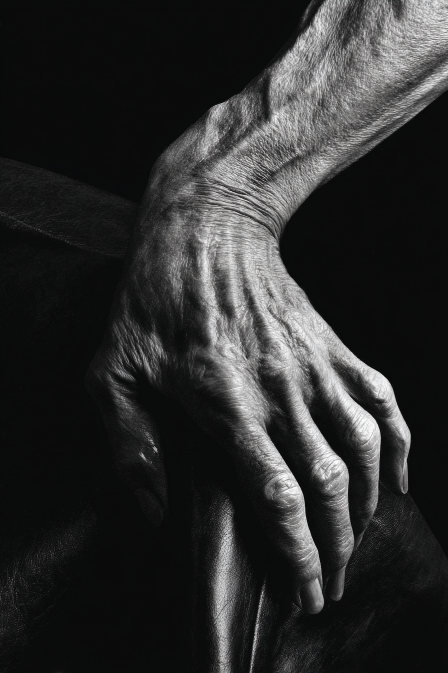 Hand Auf Dunkler Fläche Monochromatische Darstellung | Haende und Gestik | Menschen und Emotionen
