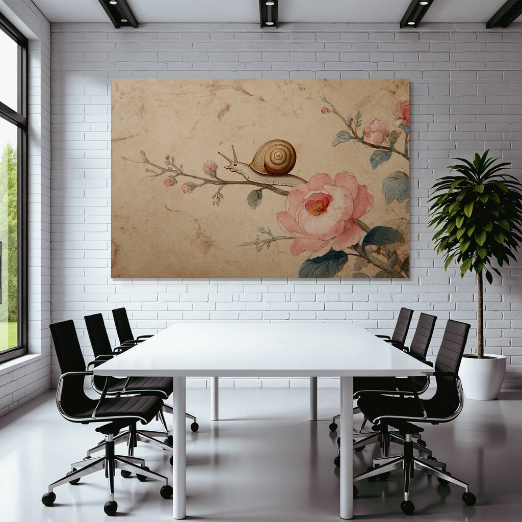 Schnecke Auf Ast Mit Rosa