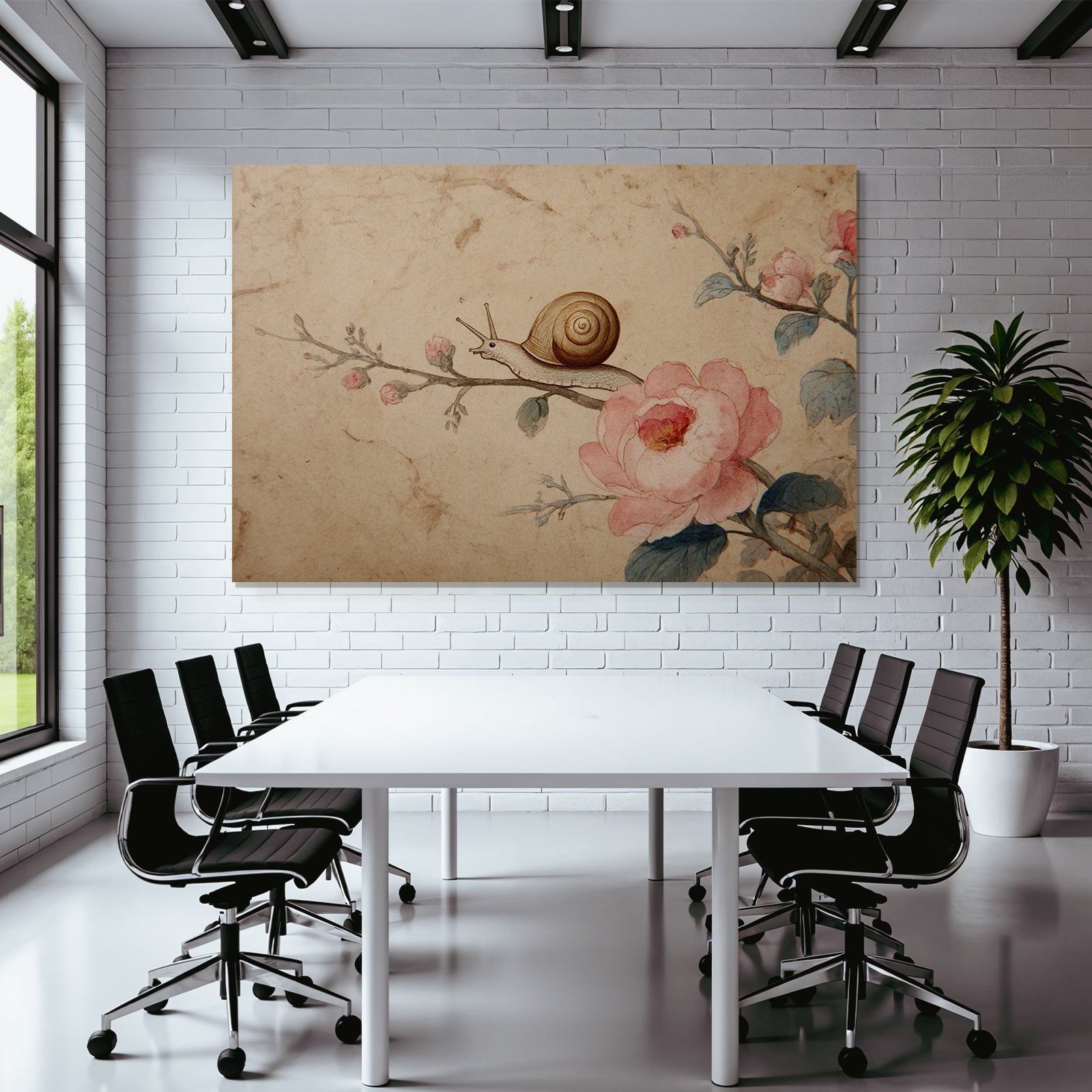 Schnecke Auf Ast Mit Rosa