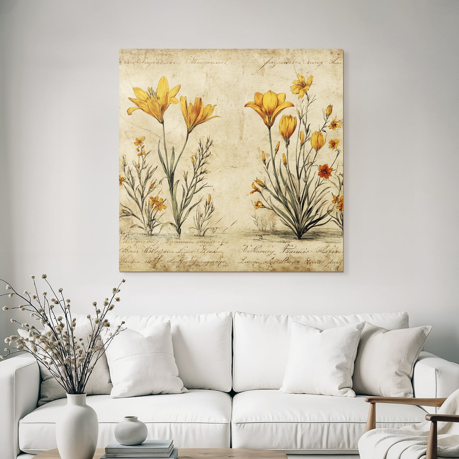 Botanische Illustration Gelbe Auf Altem Hintergrund