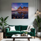 Polarlicht Berglandschaft Aurora Borealis Reflexion Wasser Natur | Fjorde und Gletscher | Landschaften
