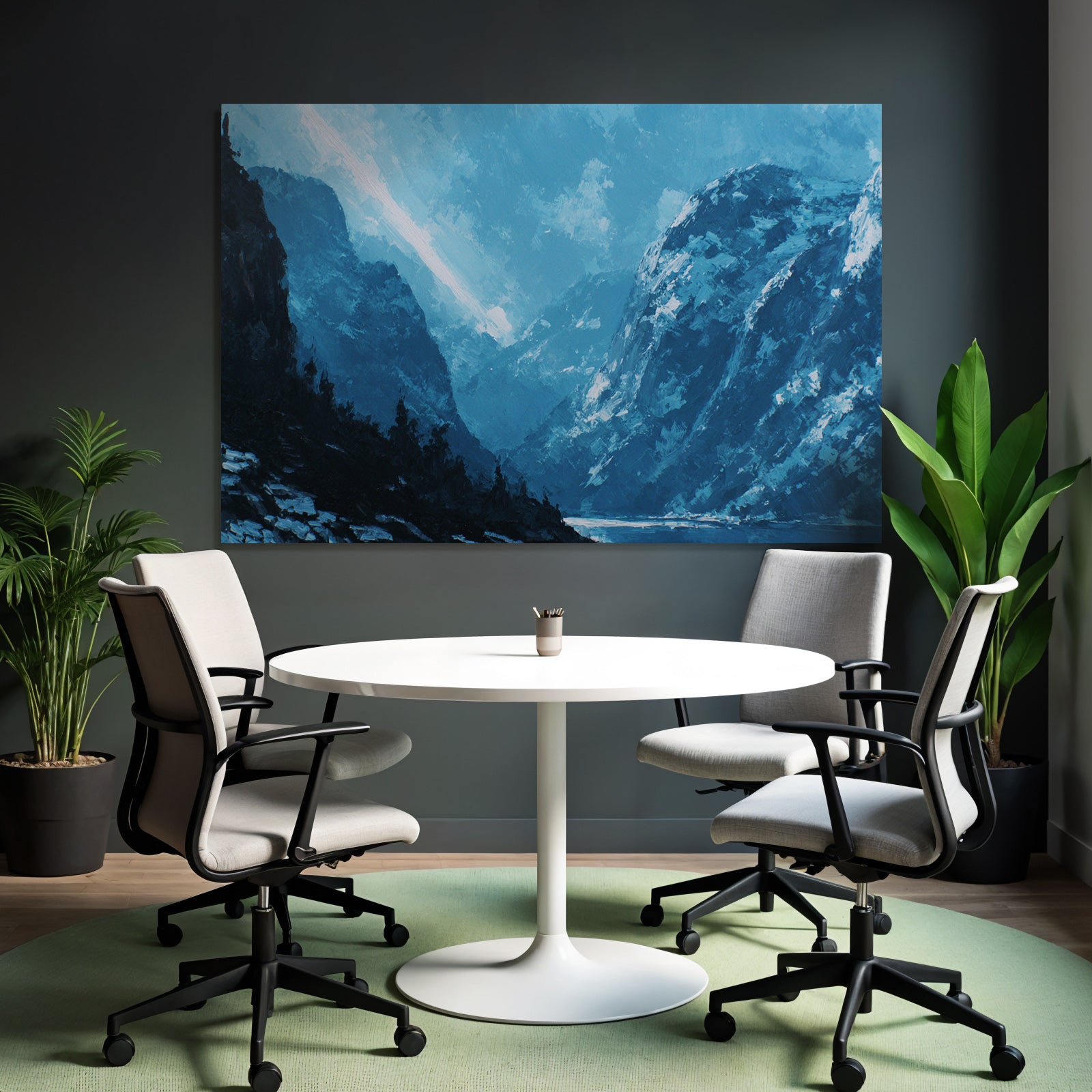 Polarlicht Berglandschaft Mit Blaüm Himmel Und Rosen Landschaft Herbstmalerei | Fjorde und Gletscher | Landschaften