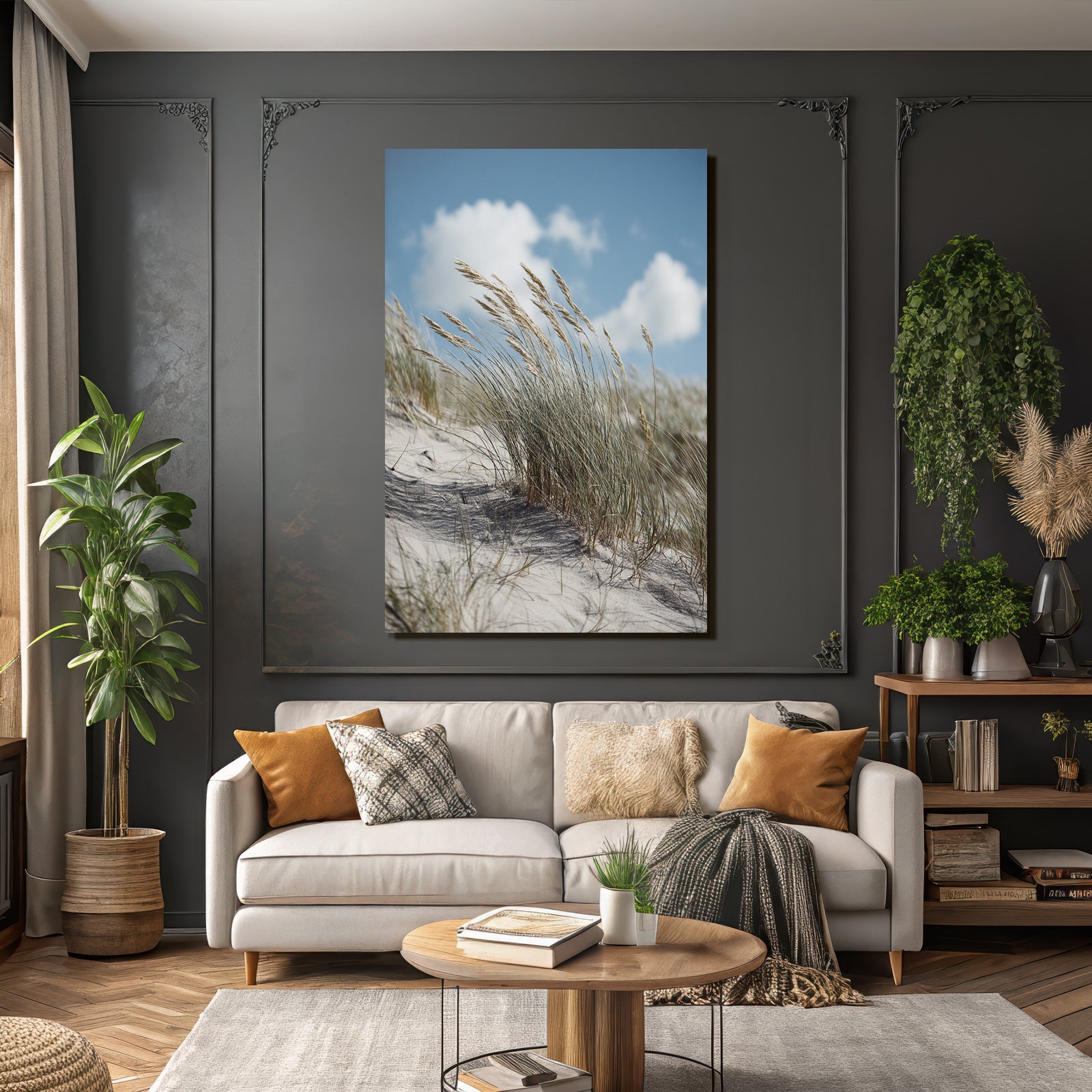 Sandlandschaft Mit Gras Im Wind Unter Blaüm Himmel | Duenen und Heide | Landschaften