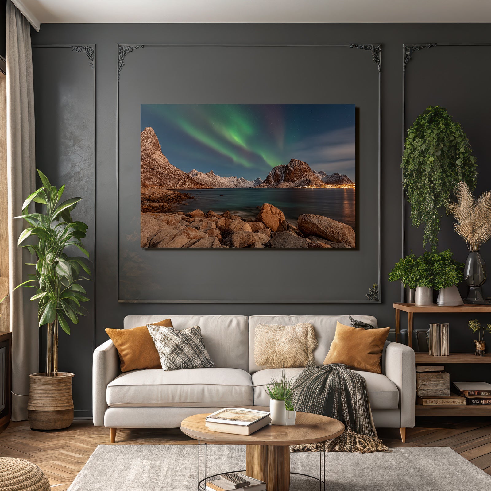 Polarlicht Schöne Landschaft Mit See Und Norlicht In Den Polarregionen | Fjorde und Gletscher | Landschaften