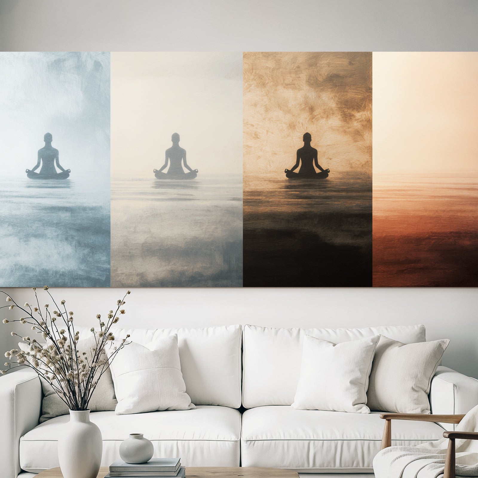 Yoga Meditation Meditative Figur In Vier Abschnitten Mit Farbändern Ruhe Und Meditation | Yoga und Meditation | Themen und Hobbys