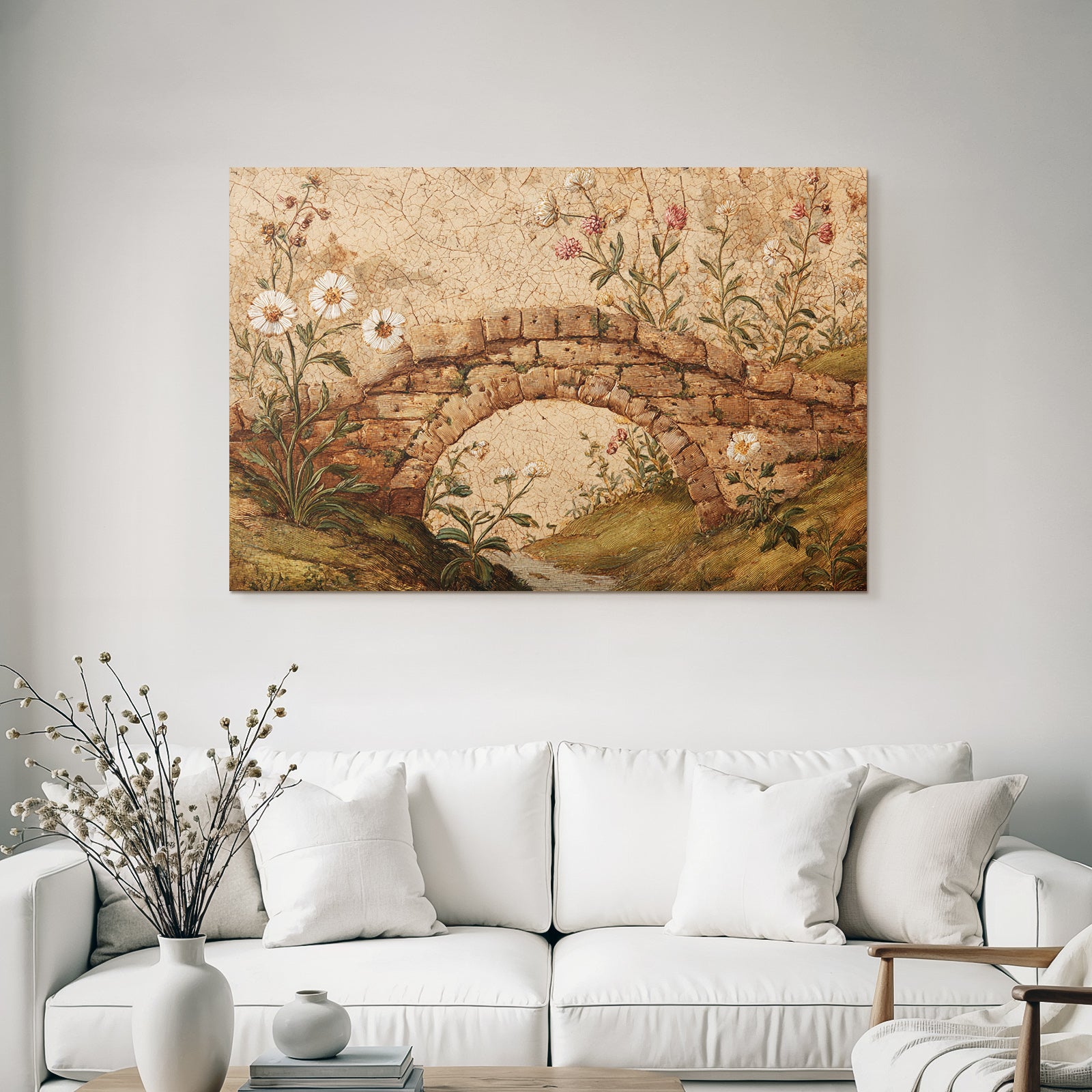 Steinbrücke Umgeben Von Und Pflanzen
