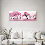 Traumhafte Waldlandschaft Mit Rosa Bäumen Und Wasserfarbeffekt