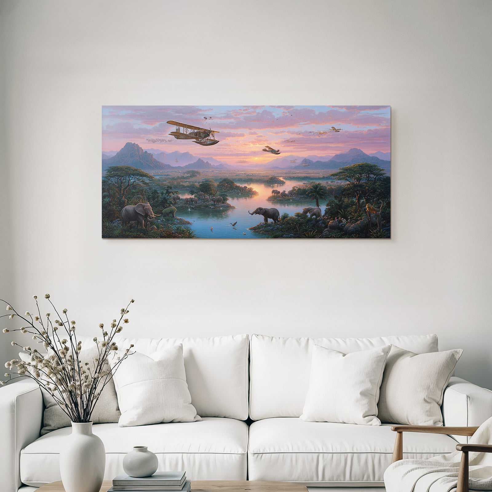 Friedliche Natur Landschaft Elephanten Sonnenuntergang | Flugzeuge | Mobilitaet und Technik