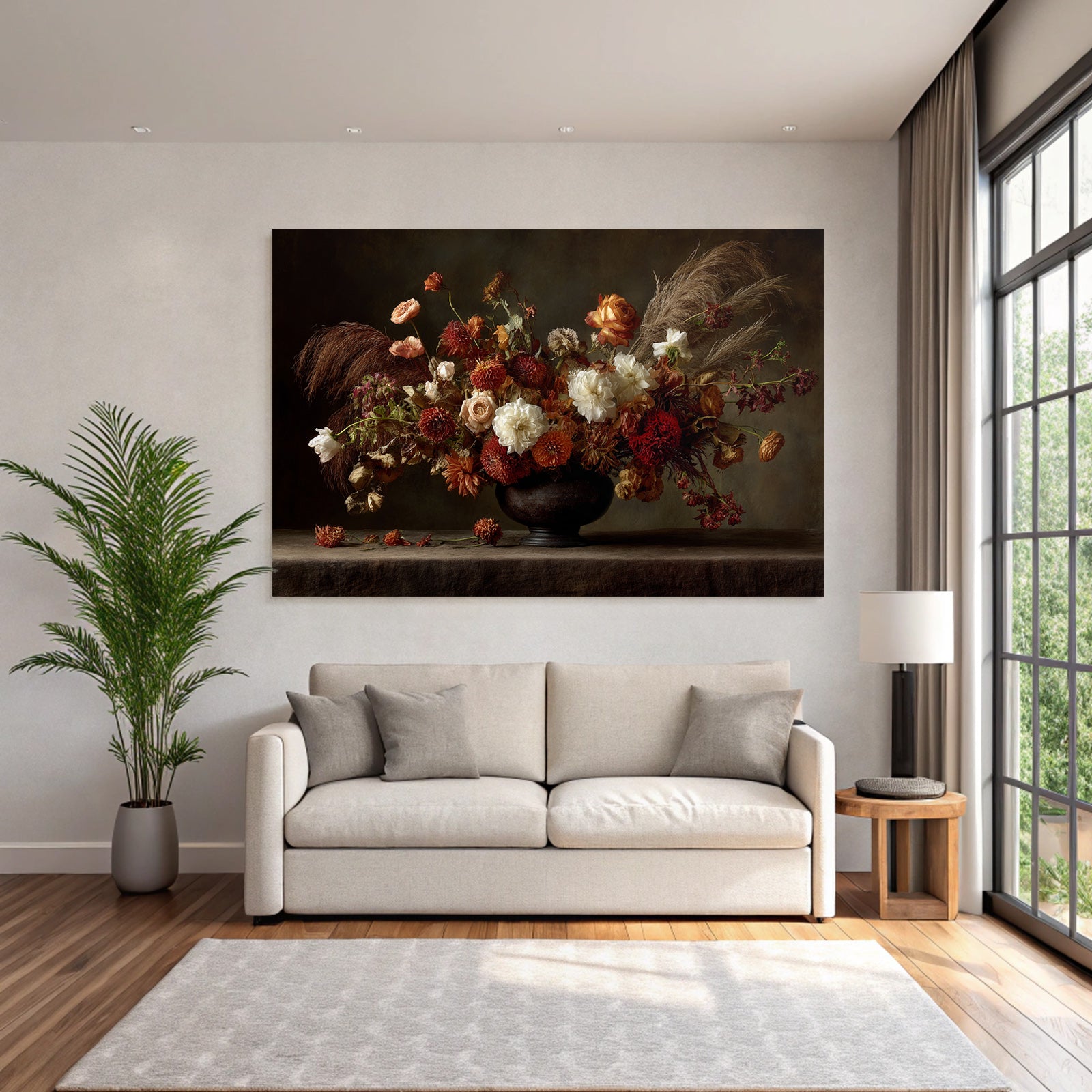 Trocken Retro Flowers Strauss Dunkle Vase Mood Background Stillleben