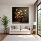 Trocken Retro Flowers Getrocknete Kranz Im Dunklen Vase Mit Warmem Hintergrund