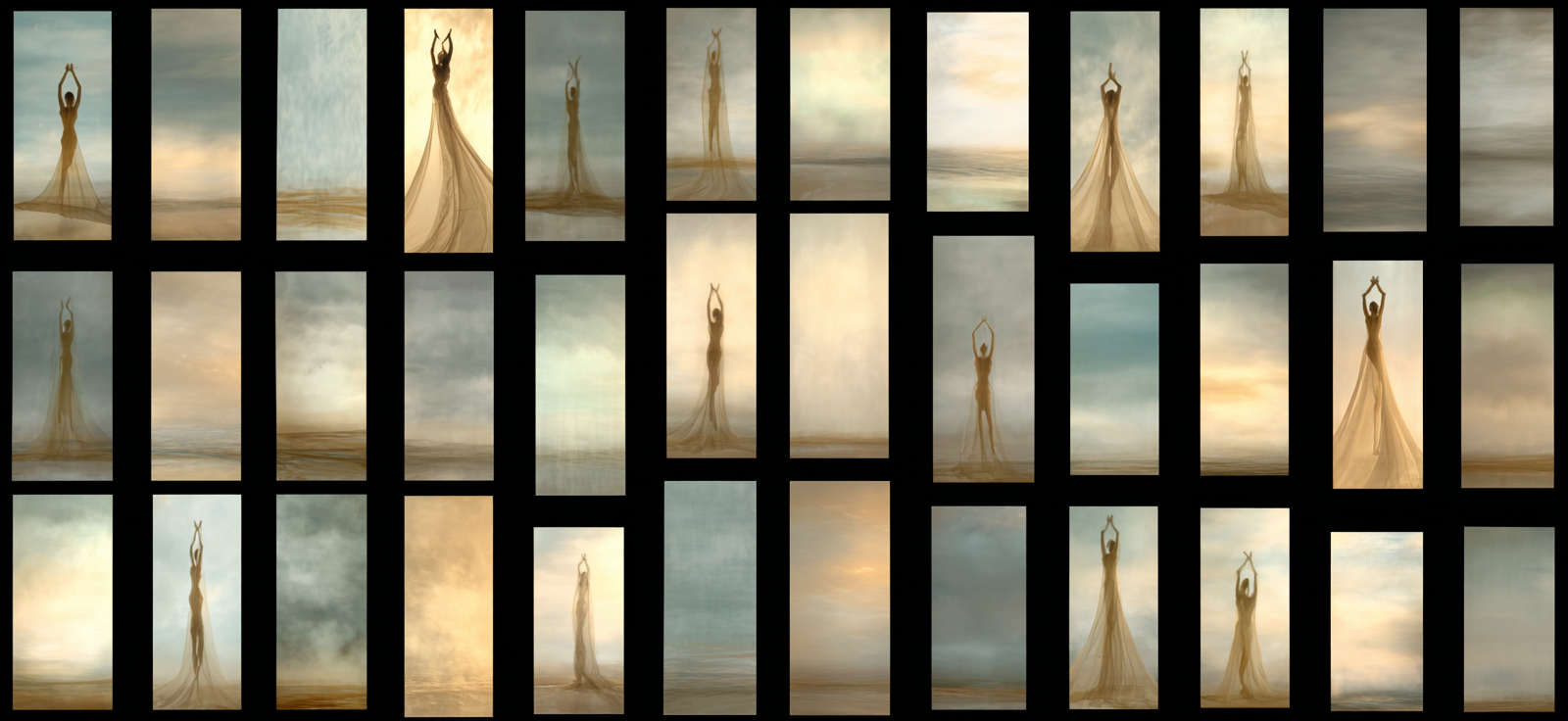 Yoga Meditation Eleganz Der Frau In Fliessendem Stoff Kunst Collage | Yoga und Meditation | Themen und Hobbys