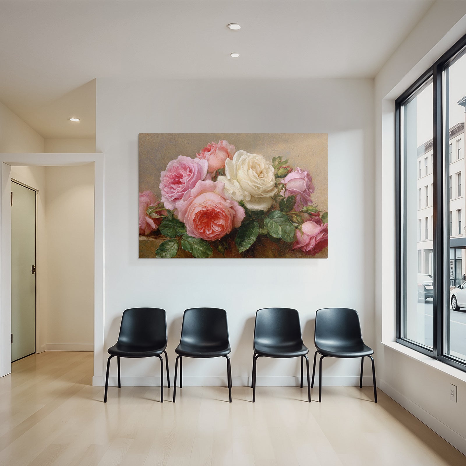 Weiches Impressionistisches Rosenarrangement In Rosatönen Und Weiss