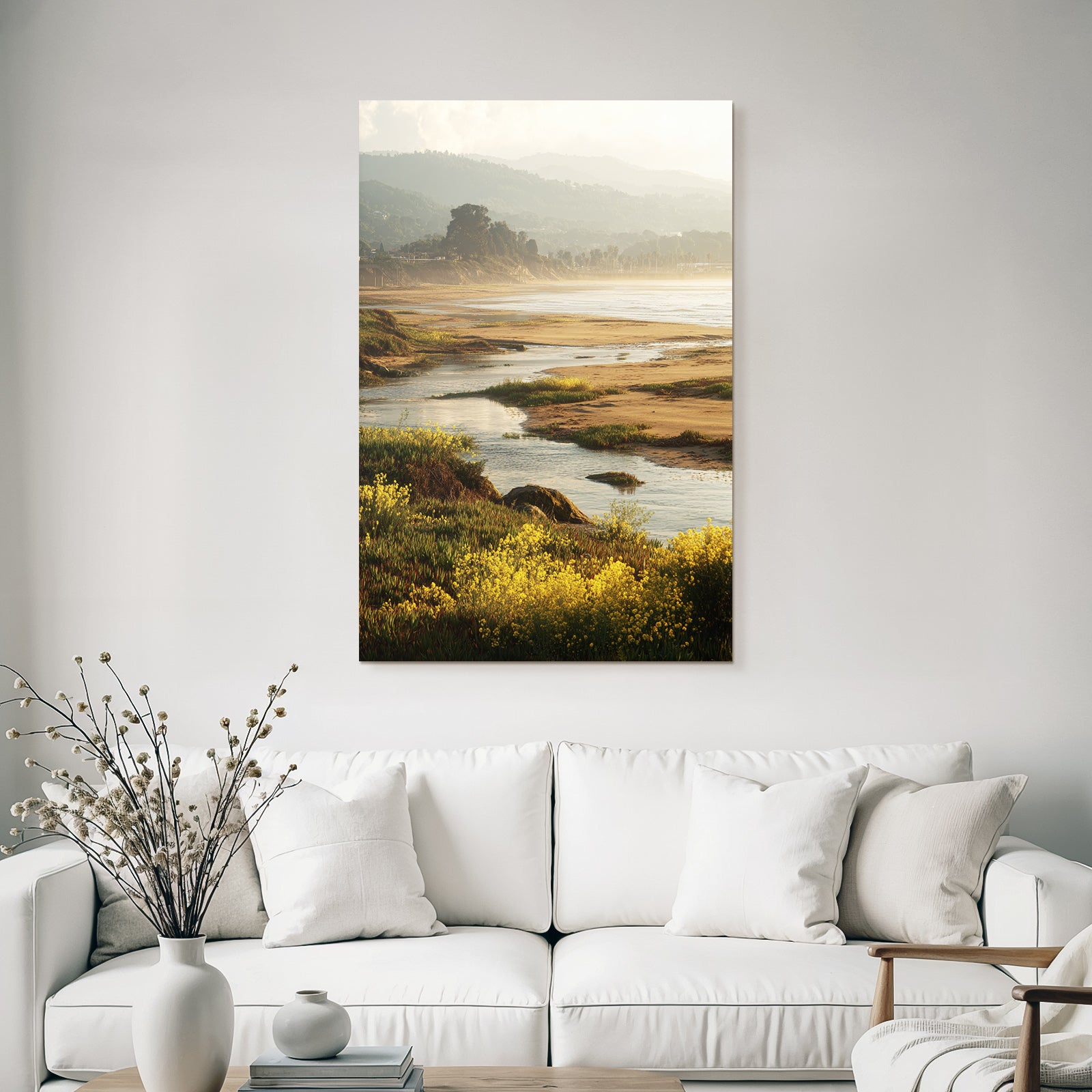 Friedliche Naturlandschaft Fluss Flora Hügel Warmes Licht | Duenen und Heide | Landschaften