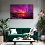 Polarlicht Aurora Borealis Nordlichter Nachtlandschaft Reflexion Wasser | Fjorde und Gletscher | Landschaften