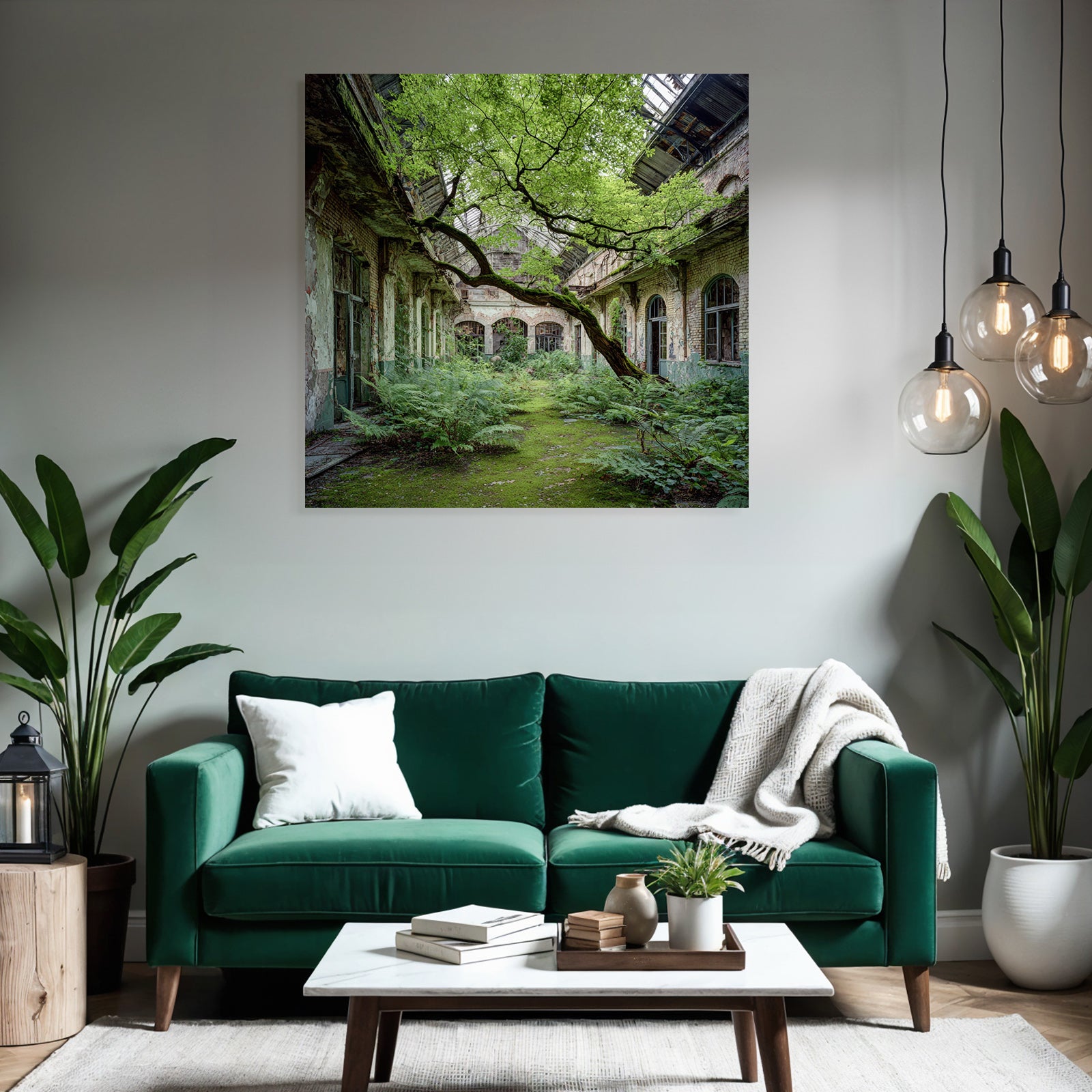 Verlassener Innenraum Natur Erobert Mit Baum Und Farnen | Lost Places | Architektur