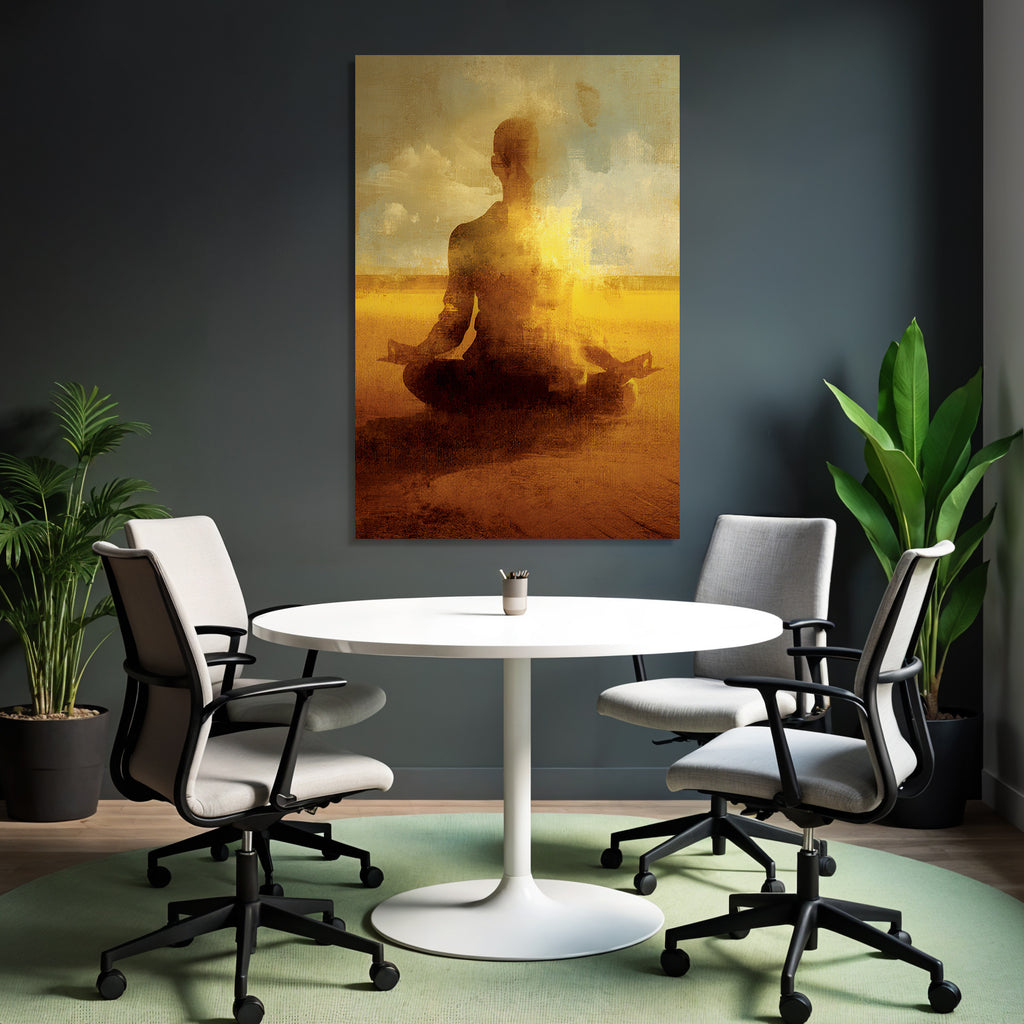 Yoga Meditation Meditierender Mensch Im Erdton Hintergrund Serenität | Yoga und Meditation | Themen und Hobbys