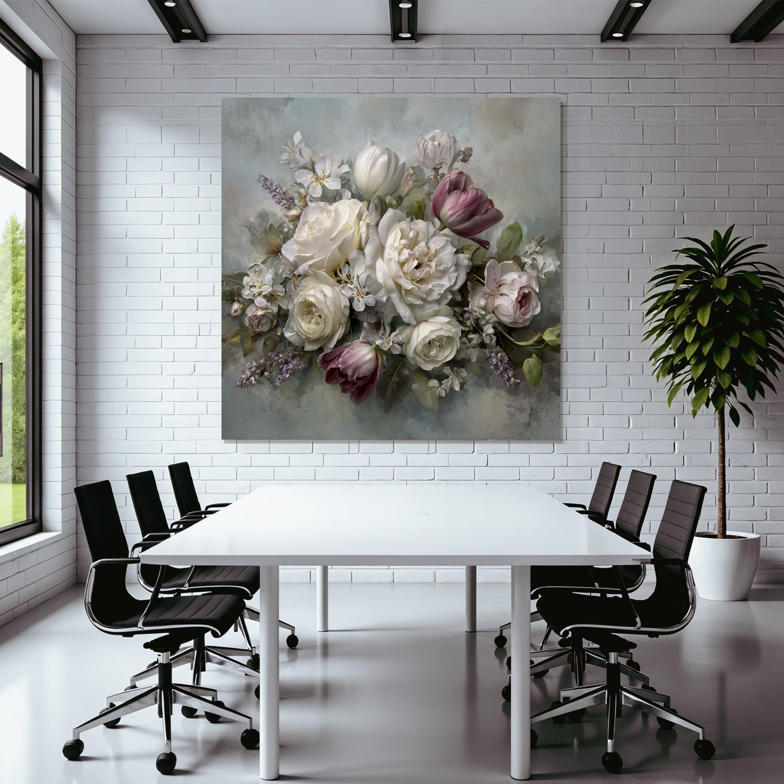Zarte Florale Komposition Mit Rosen Tulpen Und Lavendel