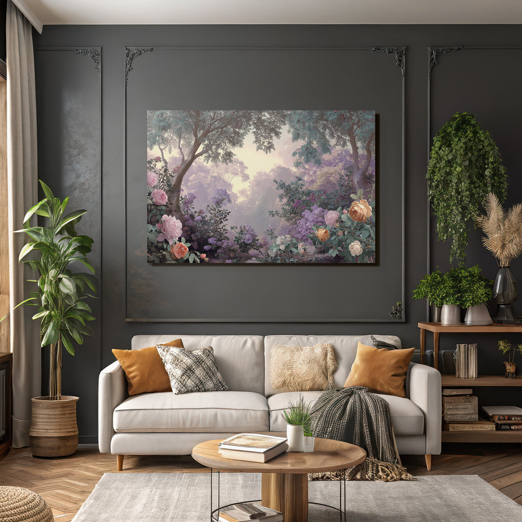 Traumhafte Pastelllandschaft Mit Rosen Und Flieder