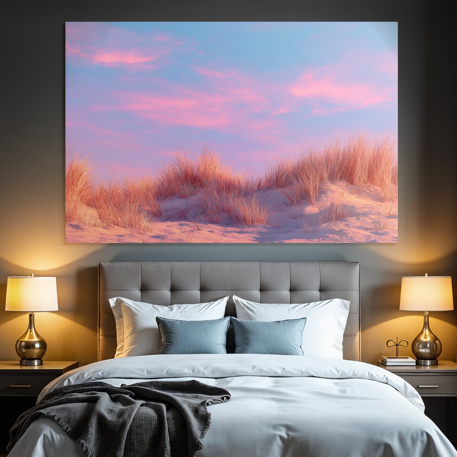 Ruhige Landschaft Gras Auf Sanddünen Mit Pastellfarbenem Himmel | Duenen und Heide | Landschaften