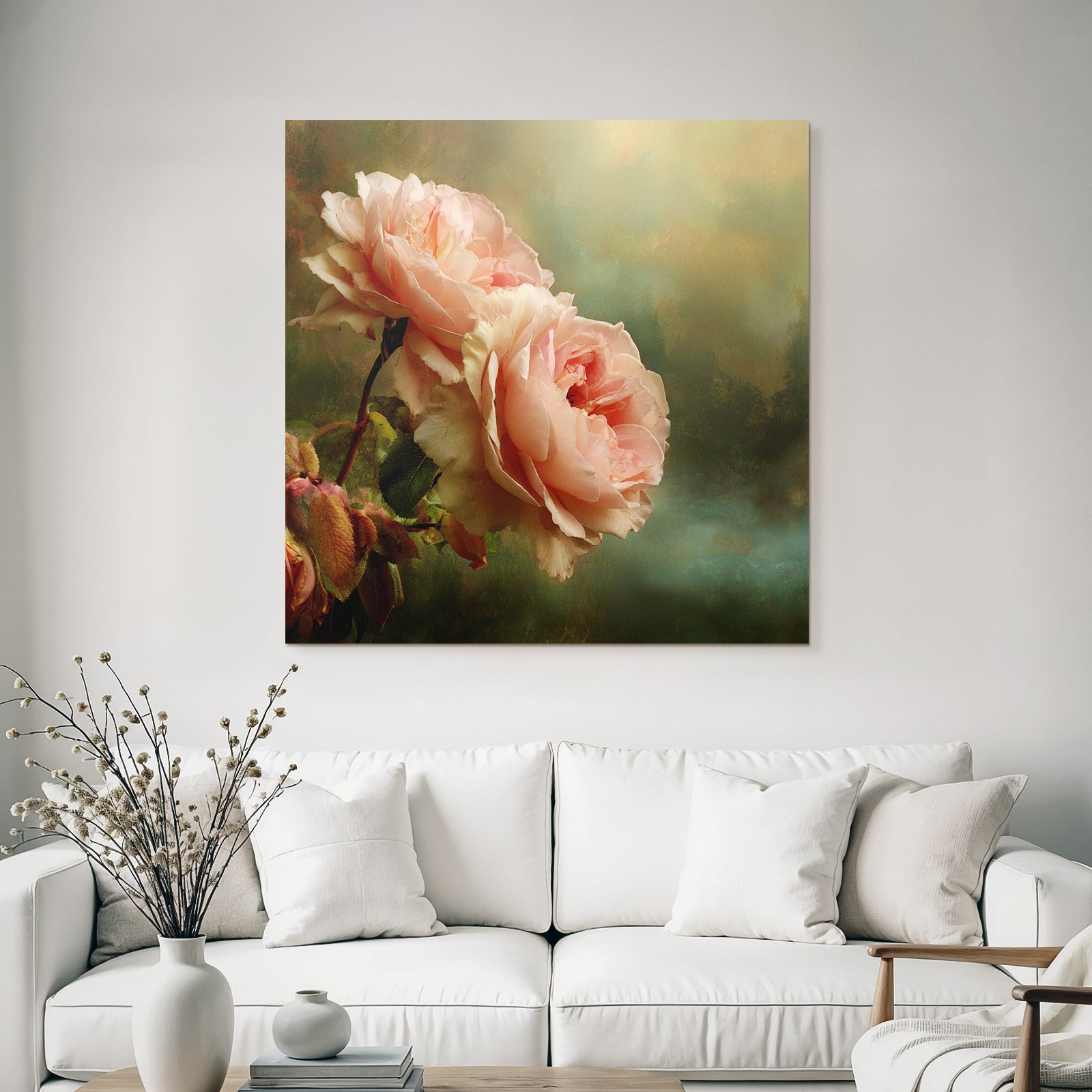 Zwei Rosa Rosen Vor Weichem Hintergrund