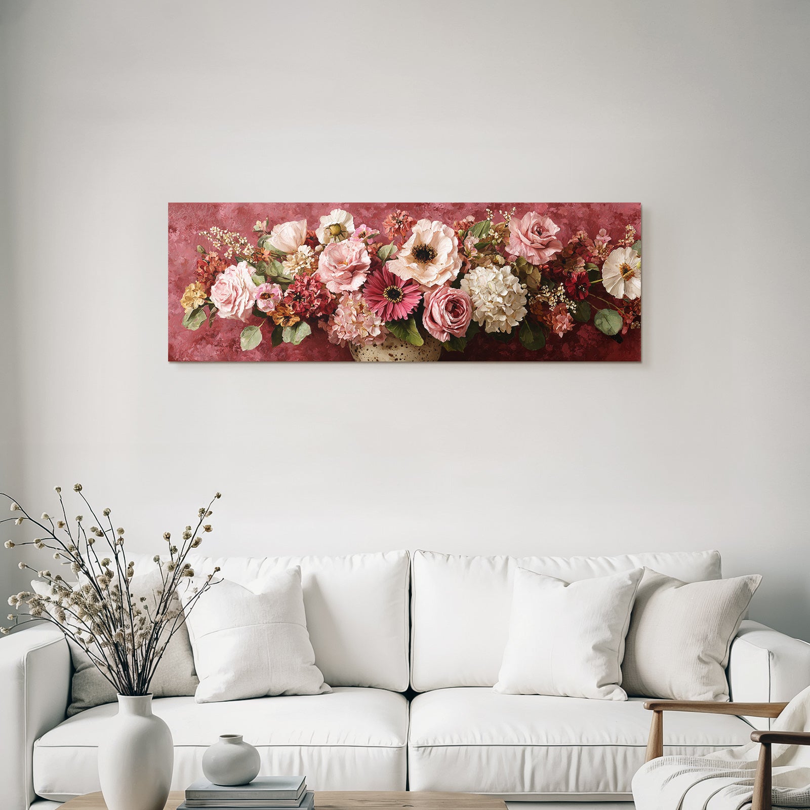 Trocken Retro Flowers Strauss Rot Weiss Rosa Kunstwerk
