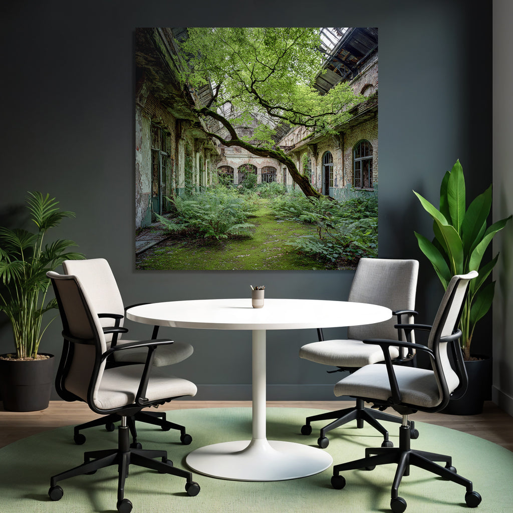 Verlassener Innenraum Natur Erobert Mit Baum Und Farnen | Lost Places | Architektur