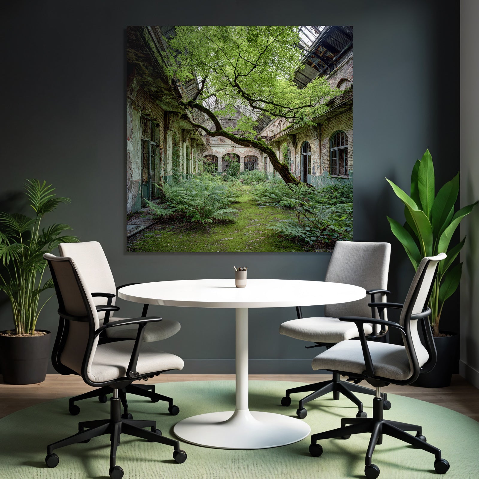 Verlassener Innenraum Natur Erobert Mit Baum Und Farnen | Lost Places | Architektur
