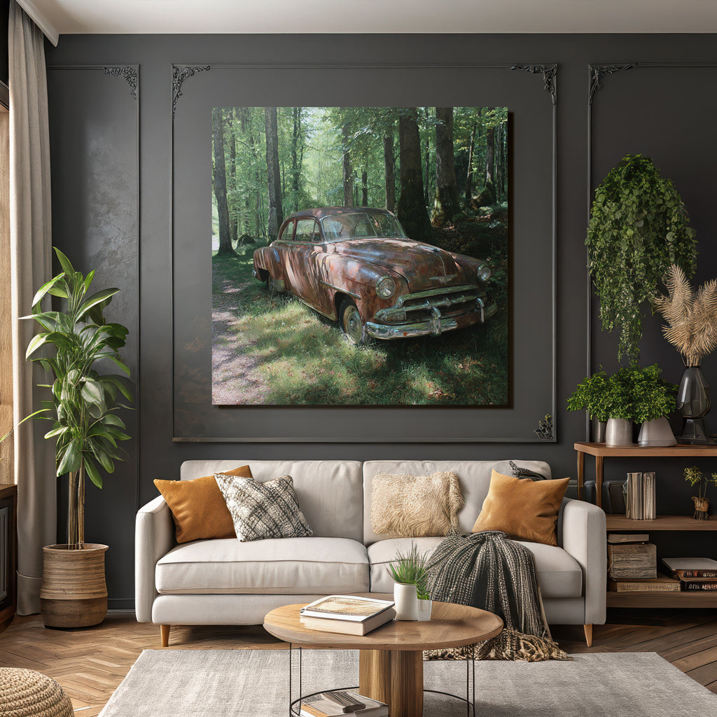 Alte Gerostete Autos In Einem Grünen Wald | Duenen und Heide | Landschaften