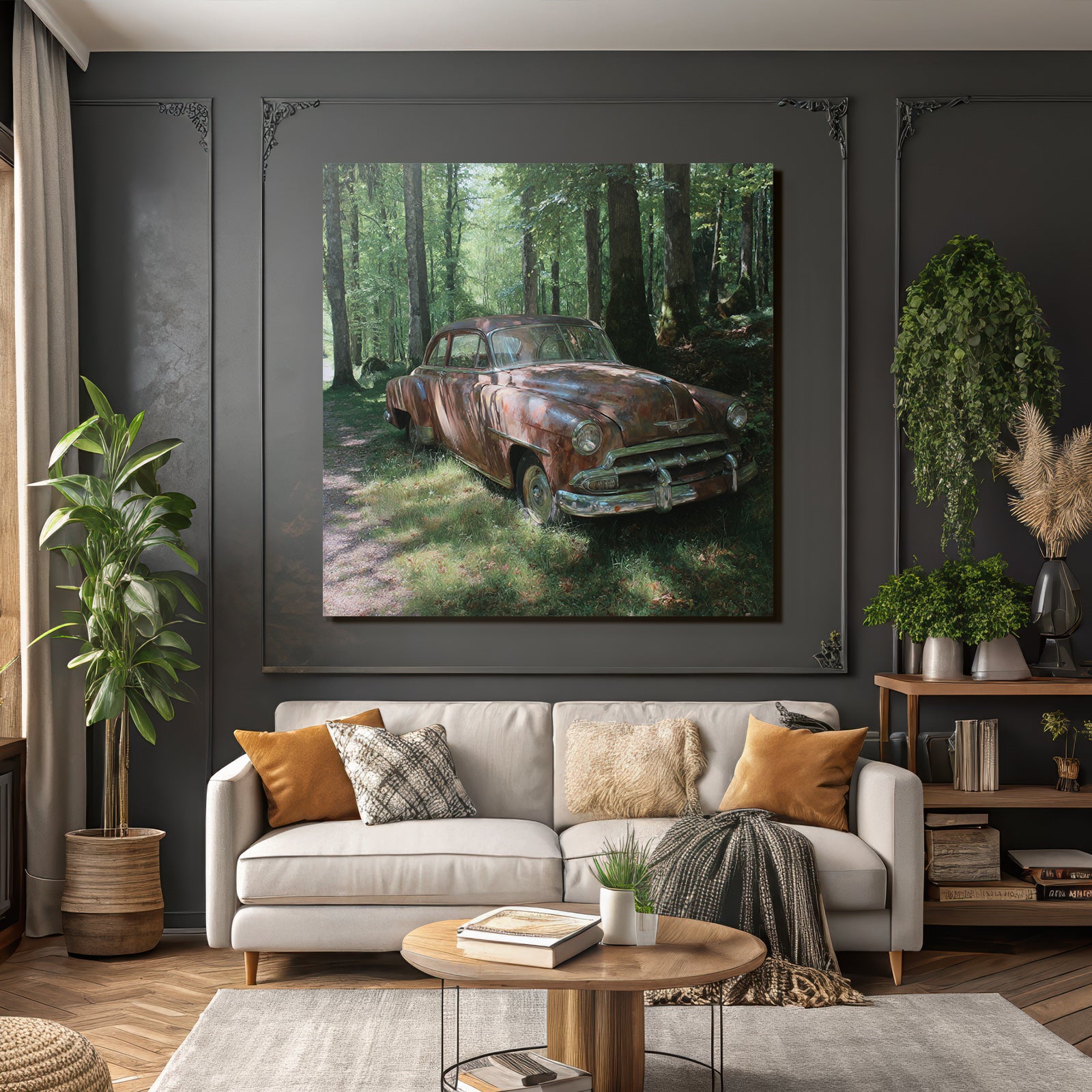 Alte Gerostete Autos In Einem Grünen Wald | Duenen und Heide | Landschaften