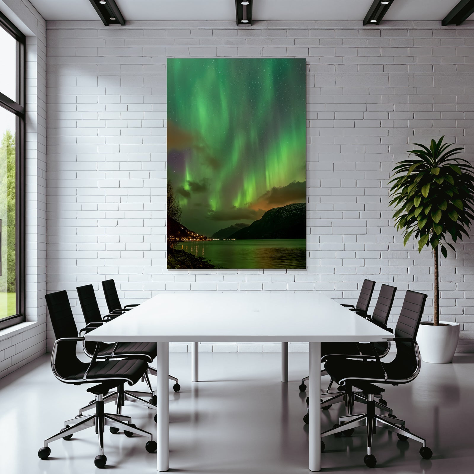 Polarlicht Nordlichter Aurora Borealis Nacht Himmel Bergblick Reflexion Wasser | Fjorde und Gletscher | Landschaften