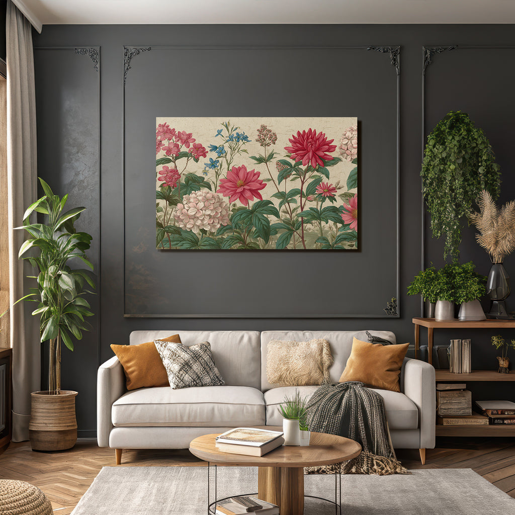 Botanische Illustration Farbenfrohe Blüten Wunderschone