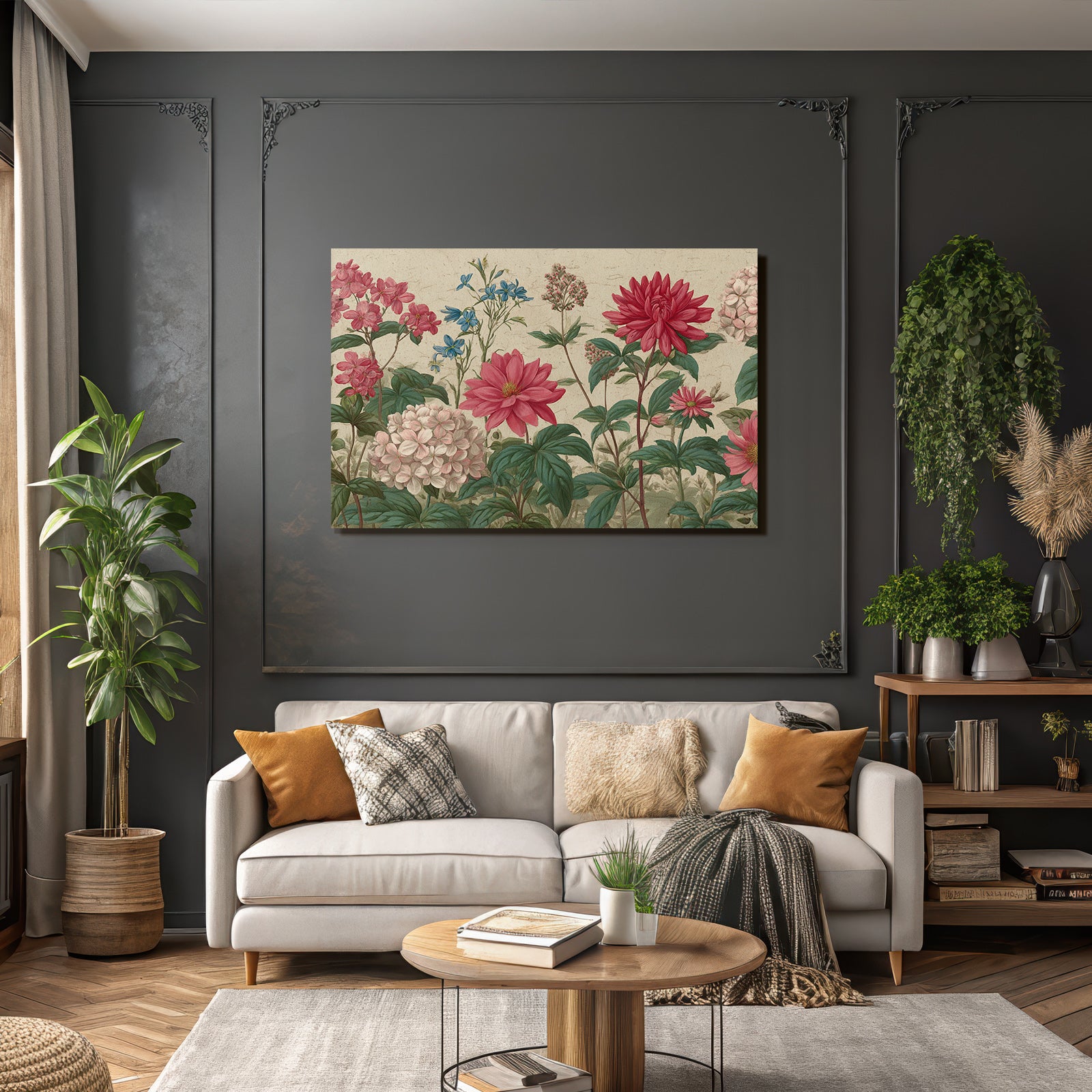 Botanische Illustration Farbenfrohe Blüten Wunderschone