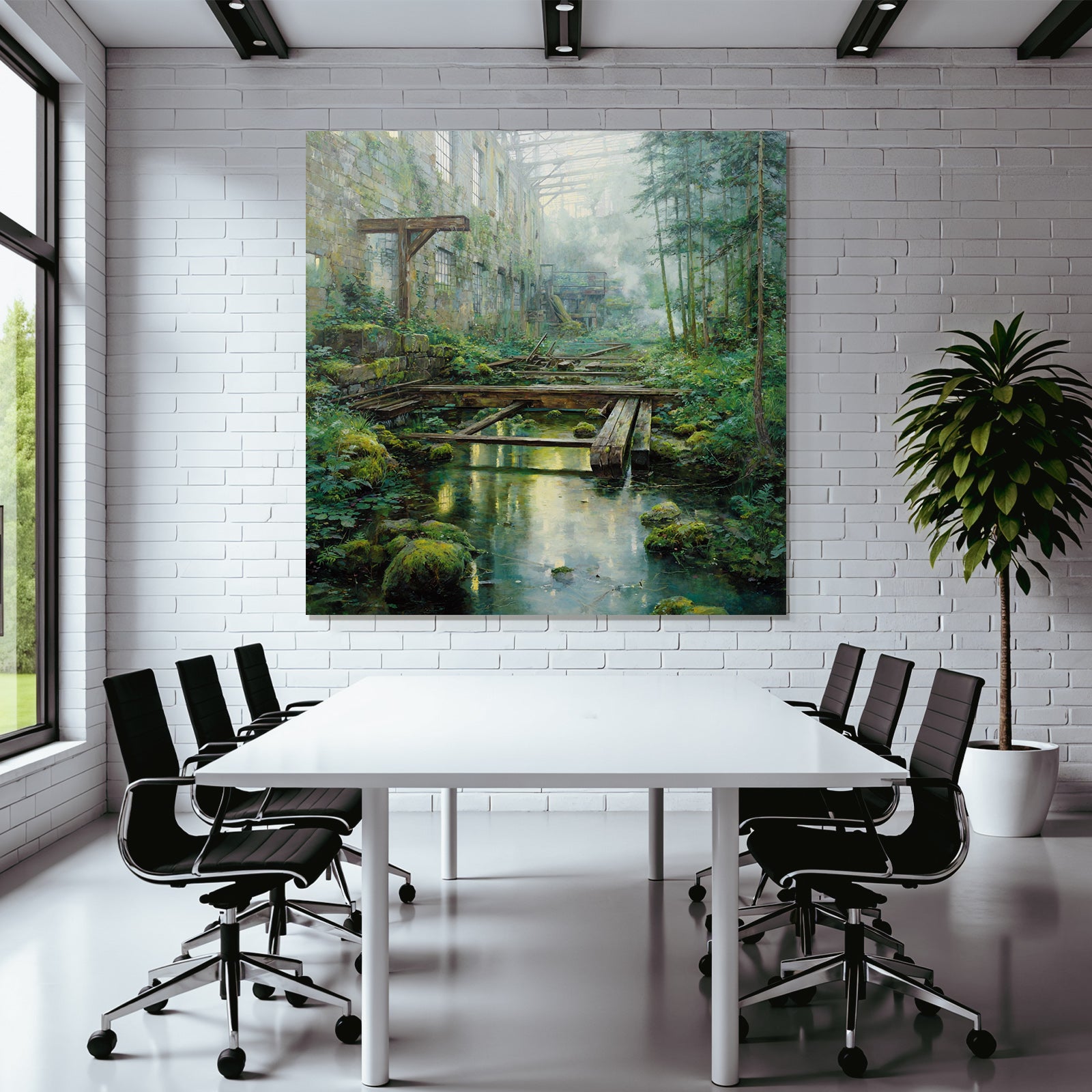 Verlassene Industrie Überwuchert Durch Natur Mit Sonnenlicht Reflexionen | Lost Places | Architektur