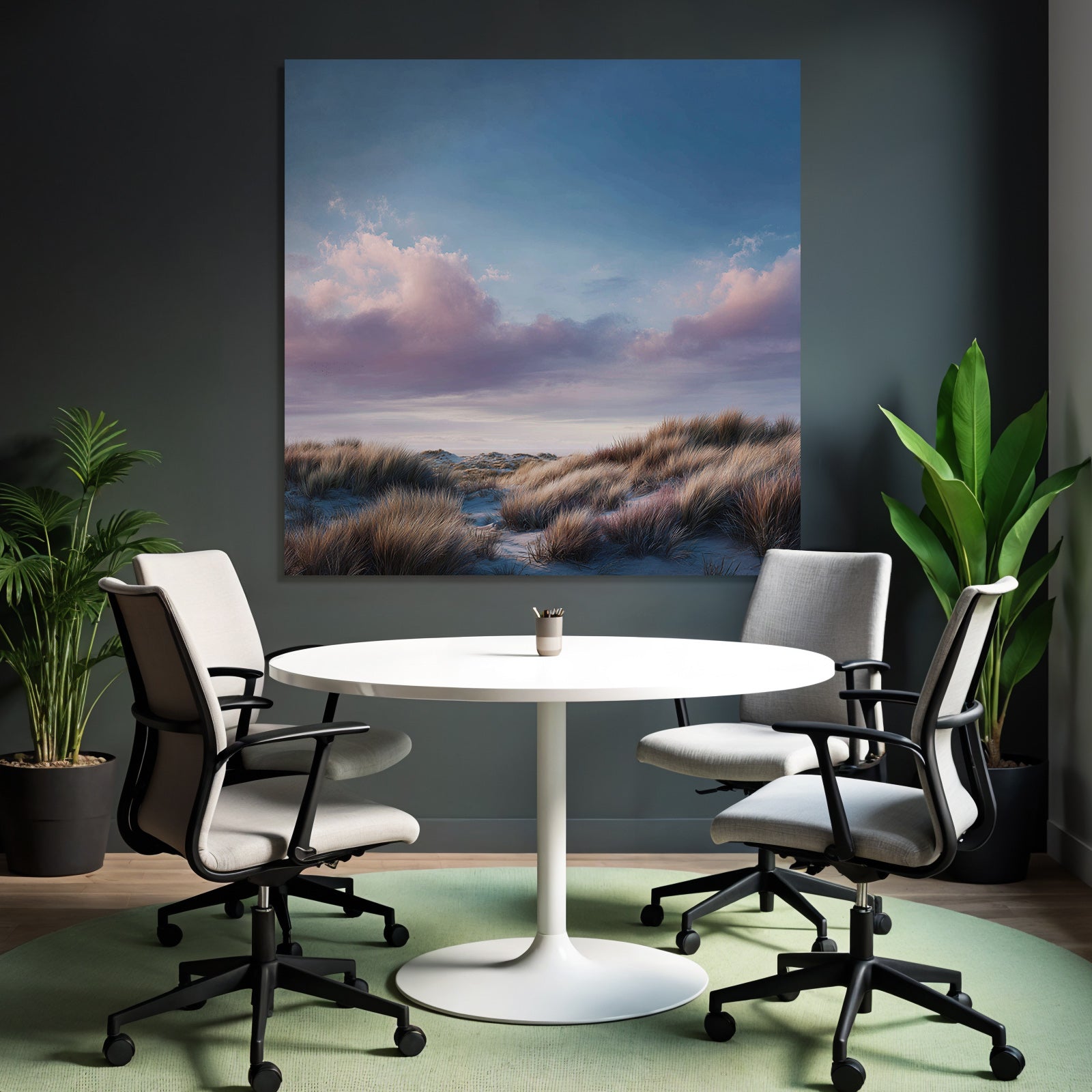 Ruhige Küstenlandschaft Mit Sanddünen Und Bunten Wolken | Duenen und Heide | Landschaften